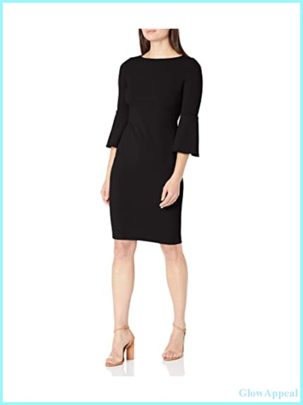 Calvin Klein Peplum Sheath Dress 3/4 Sleeve Round Neck Knee-Length Work